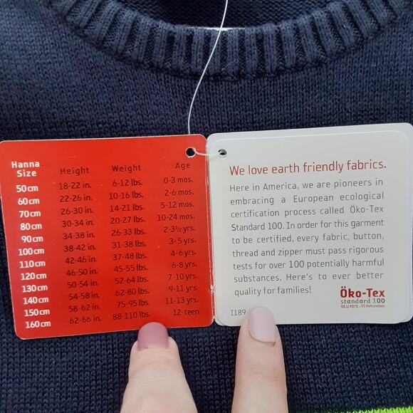 Hanna Andersson Ruffle Knit Sweater Dress Rainbow Heart Girls 2/3 Cap Sleeve NWT - Picture 5 of 8